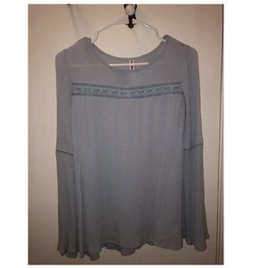 Light Blue Bell Sleeve Womens Top XS